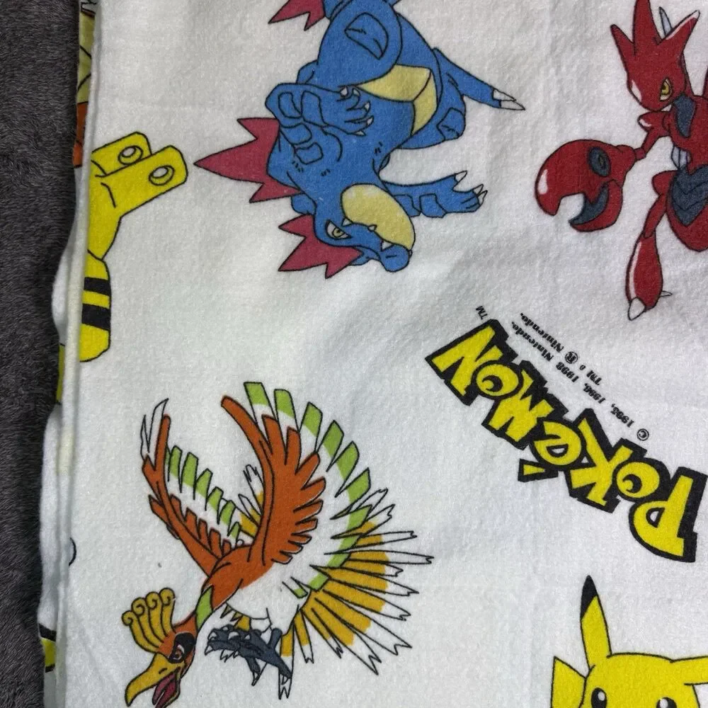 Vintage 1990s Pokemon Full Size Blanket 74x88 Polyester